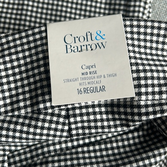 CROFT & BARROW Gingham Millennium Tummy Control Pants Capris Size 16 Regular - Picture 6 of 10